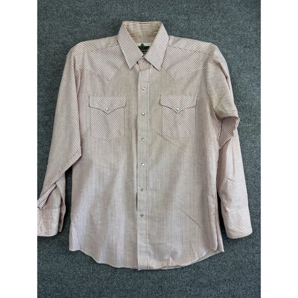 Vintage Ranch and Town Shirt Mens 16-35 Pearl Snap Western Stripe Made USA 80s - Picture 1 of 8